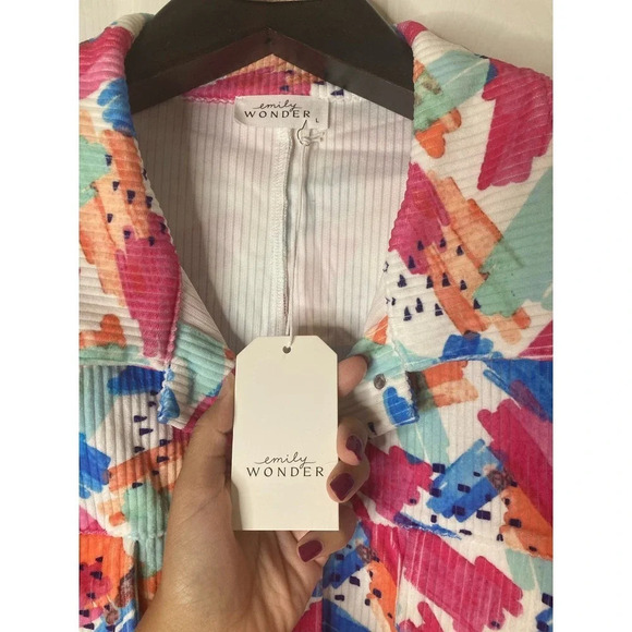 Boutique Emily Wonder sz L multicolor corduroy shacket - Picture 8 of 10